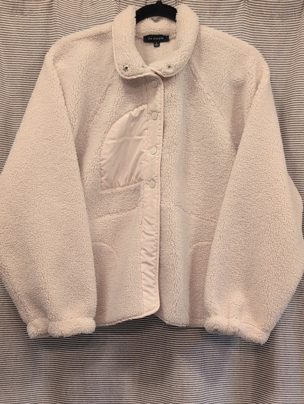 Blu Pepper Cream Sherpa Snap-Front Jacket